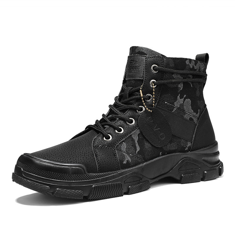 Retro High-Top Canvas Hiking Boots for Outdoors