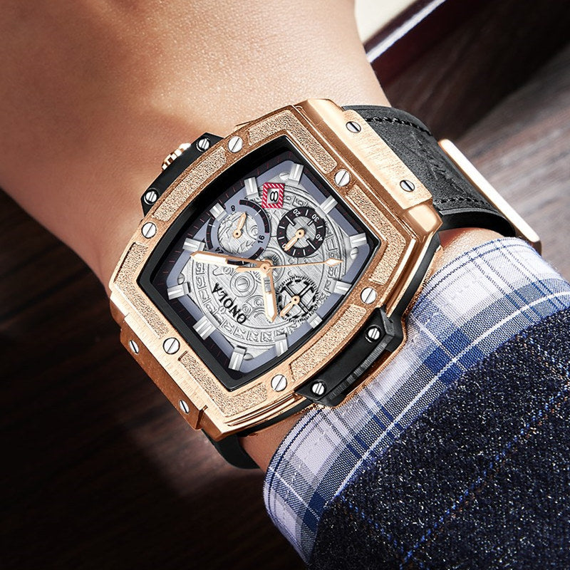 Men's Waterproof Quartz Watch with Leather