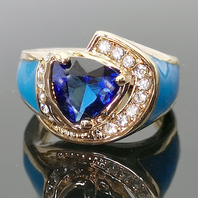 Gold Triangle Purple Zirconium Star Rings for Couples