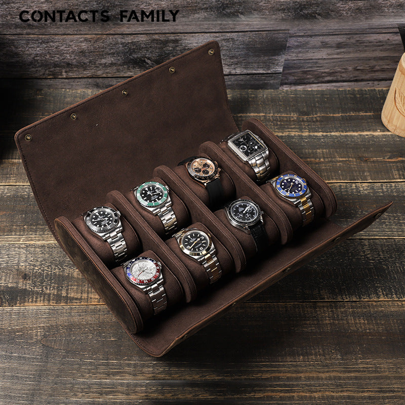 Vintage Crazy Horse Leather Watch Storage Box