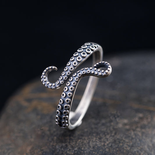 Antique Finish Octopus Touch Phone Finger Ring