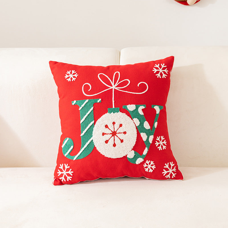 Christmas Embroidered Pillow Cover for Home Decor