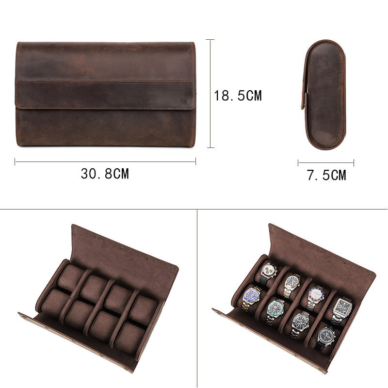 Vintage Crazy Horse Leather Watch Storage Box